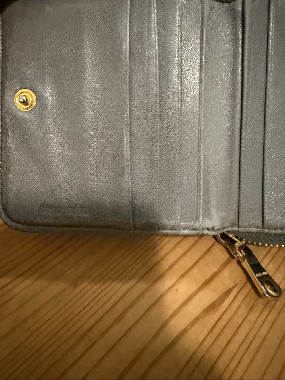 Authentic Miu Miu Matelassé Zip Around Wallet Marmo Grey w/ Receipt & Auth Card - Picture 10 of 14